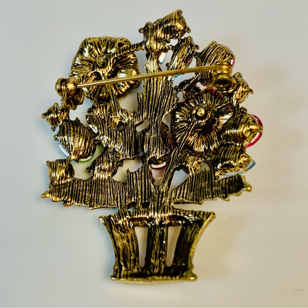 NEW Flowerpot Rhinestone Brooch - Picture 4 of 4